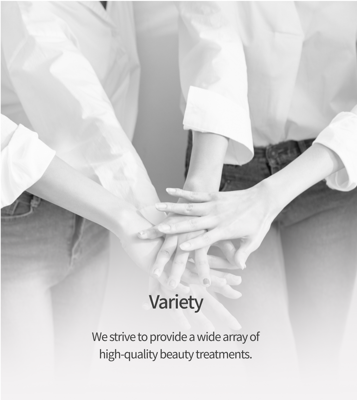 Clinic staff and patients joining hands, symbolizing ongoing patient support and care