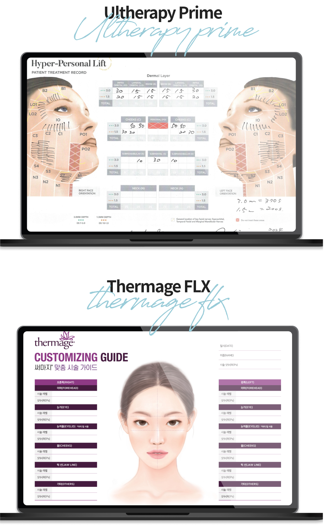 Mobile view of custom chart design process analyzing individual skin thickness and treatment areas