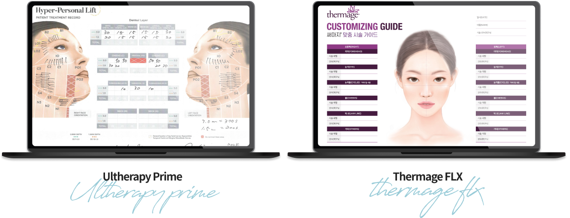 Custom chart design process analyzing individual skin thickness and treatment areas